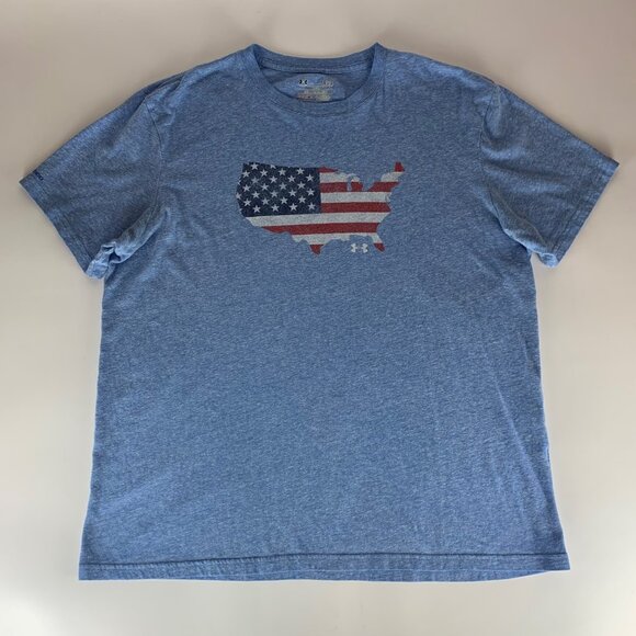 Under Armour Freedom Blue USA Short Sleeve Crewneck Shirt Mens Large - Picture 1 of 6